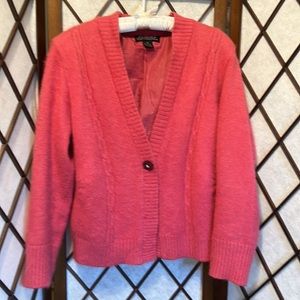 Venesha Vintage Coral Pink Angora Cardigan Sweater